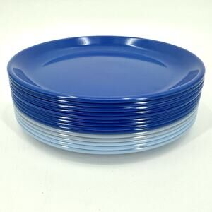 14 Rubbermaid Melamine Melmac 8” Dinner Salad Lunch Plate 3838 Assorted Blues